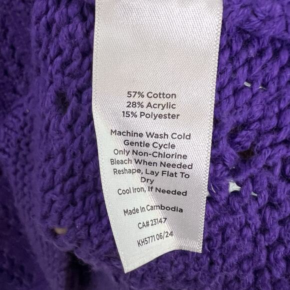 Talbots Womens Cable Knit Zip Up Cardigan Petite Plus Sz 2X Purple Essential - Picture 12 of 14
